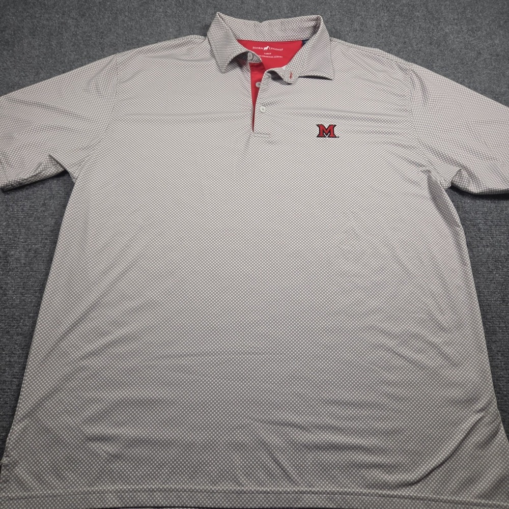 Miami Redhawks Golf Shirt Men's Size L  Short Sleeve Horn Legend Polo